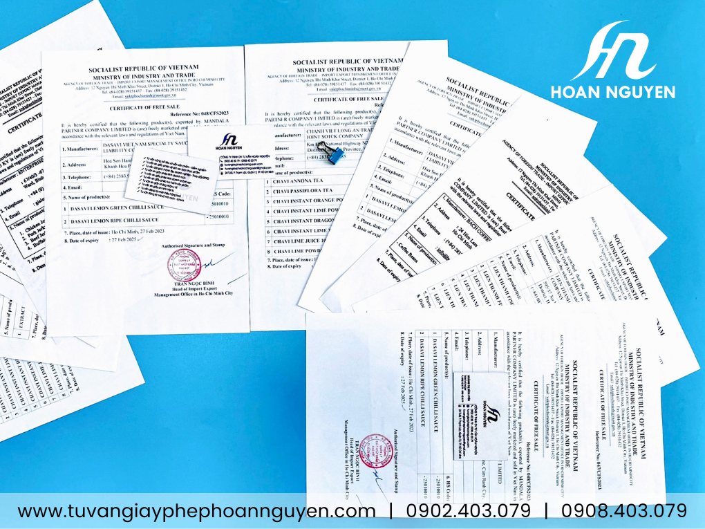 Dịch vụ làm giấy lưu hành tự do xuất khẩu thực phẩm tại Quận Bình Tân (Ảnh: HOÀN NGUYÊN) Dịch vụ làm giấy lưu hành tự do xuất khẩu thực phẩm tại Quận Bình Tân (Ảnh: HOÀN NGUYÊN)