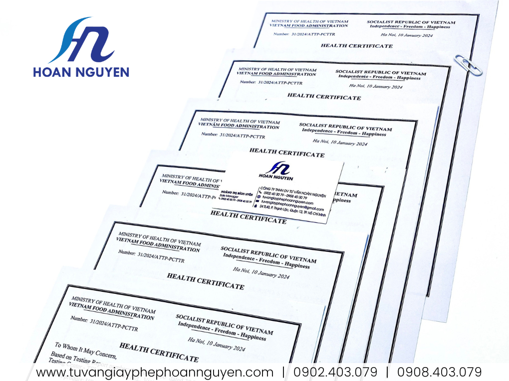 Health Certificate (HC) giấy chứng nhận y tế thực phẩm xuất khẩu [Ảnh: HOÀN NGUYÊN]