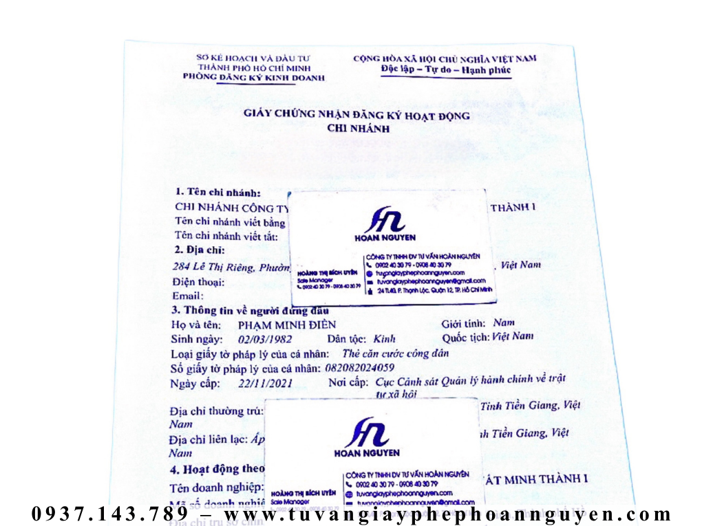 Thành Lập Chi Nhánh Trọn Gói tại HOÀN NGUYÊN